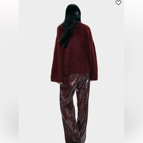 New H&M Sequined Burgundy Pants - Picture 4 of 6